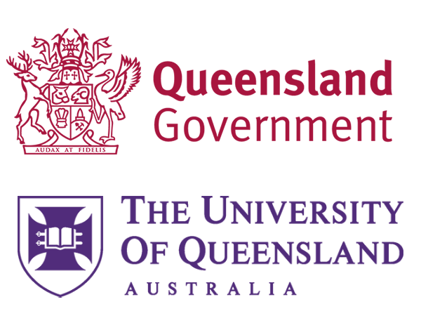 Queensland Government Coat of Arms and The University of Queensland logo